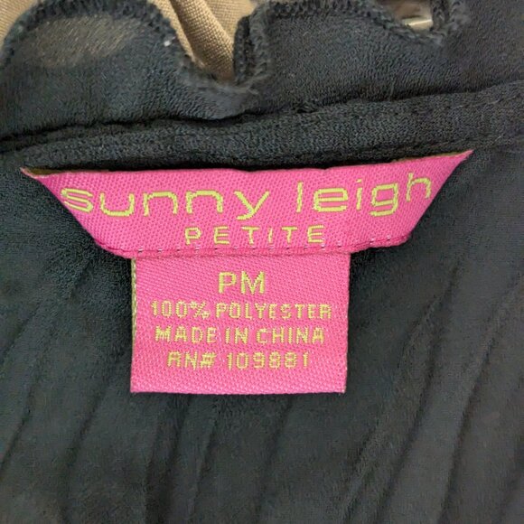 VTG 00s Y2K Sunny Leigh Black Sheer Pleated Ruffle Short Sleeve Button-Up Blouse - Picture 6 of 6